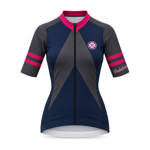 Women's Blue Steel jersey by Pedalista, front view